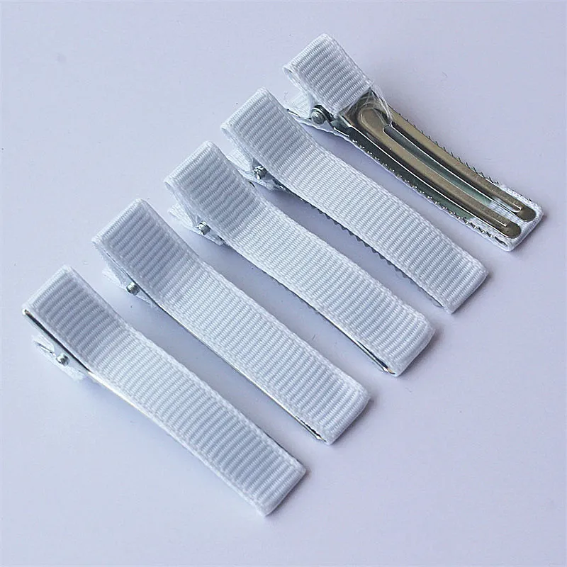 300pcs 5cm Grosgrain Ribbon Lined Alligator Hairpins for Princess Girls Ponytail Clips Children Metal Hair Barrettes_voghion.com
