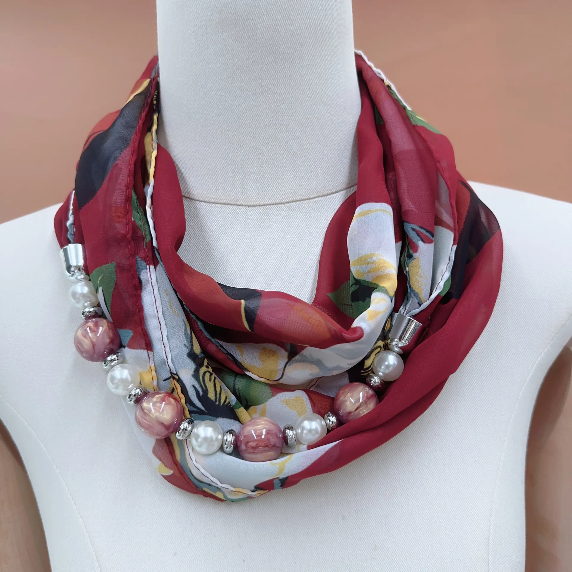 Neuer Perlen-Chiffon-Perlenschal für Damen, modischer Halswärmer für Herbst und Winter, Sonnenschutz für Frühling und Sommer, einzigartig_voghion.com