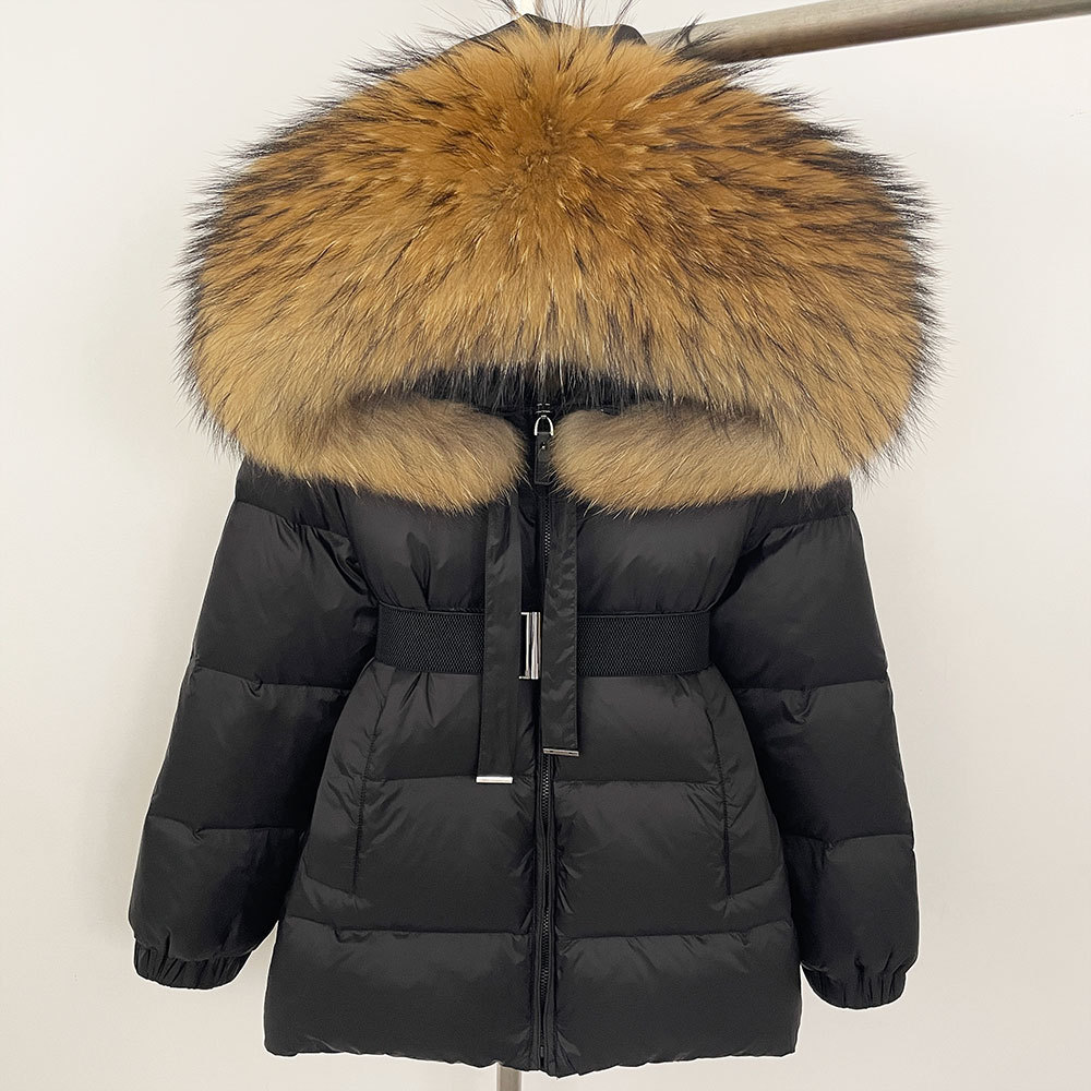 Women’s Clothing winter new high end hooded down jacket for women, medium and long style, slim waist, warm, real fox fur collar