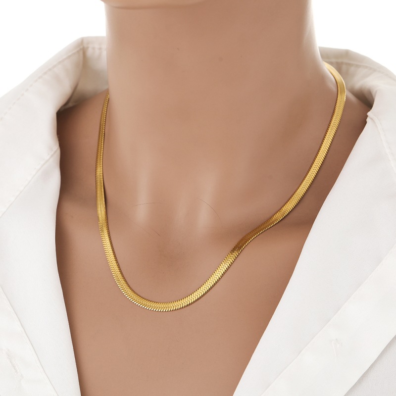 Shining Titanium Steel Snake Bone Chain Necklace - European & American Style Non-Fading Blade Chain Jewelry