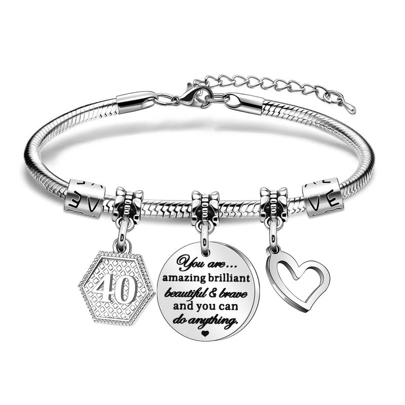 Braccialetto di compleanno in acciaio inossidabile con catena morbida rotonda con ciondolo inciso con amore, regalo digitale per ragazza_voghion.com