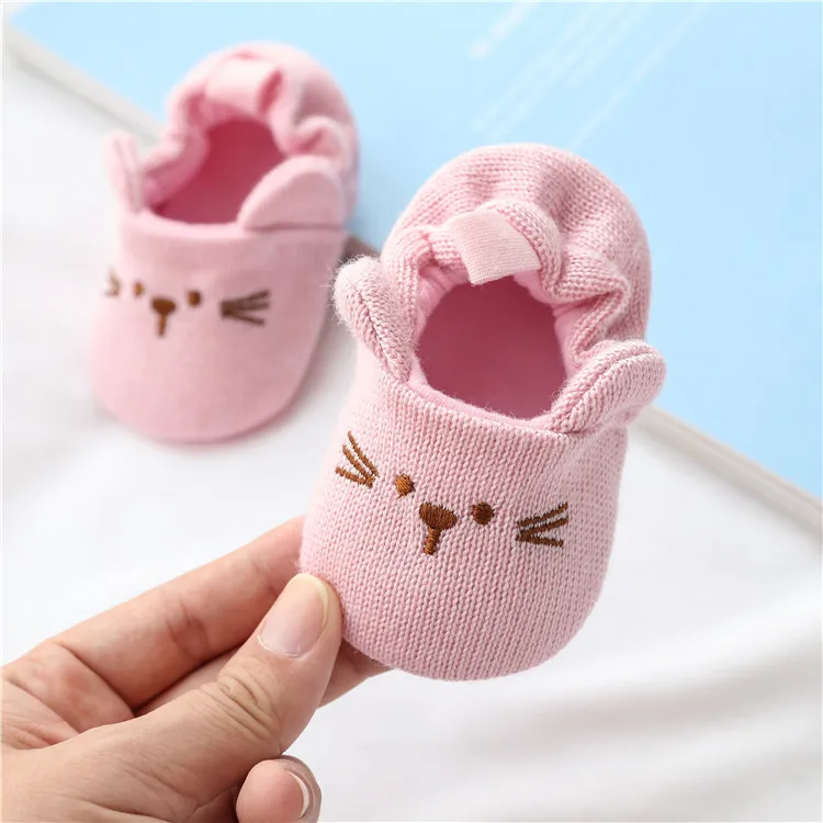 Adorabil pentru sugari Toddler băiat fată tricotată pătuț pantofi Cutefeet drăguț desene animate anti-alunecare Prewalker Baby papuci 0-18 luni_voghion.com
