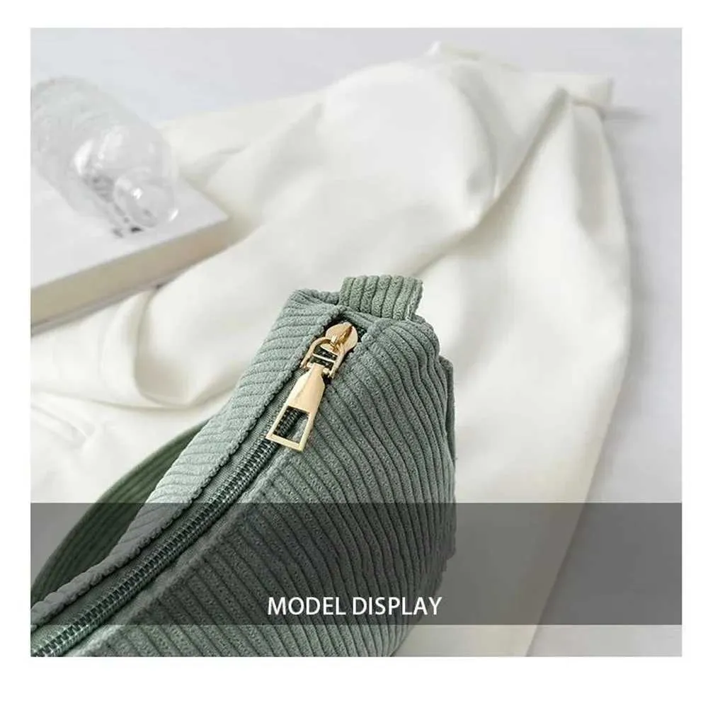 Mode Retro Herbst Winter Cord Unterarm Zipper Schulter Kleine Tasche für Frauen Weiche Casual Clutch Handtasche Y241121_voghion.com