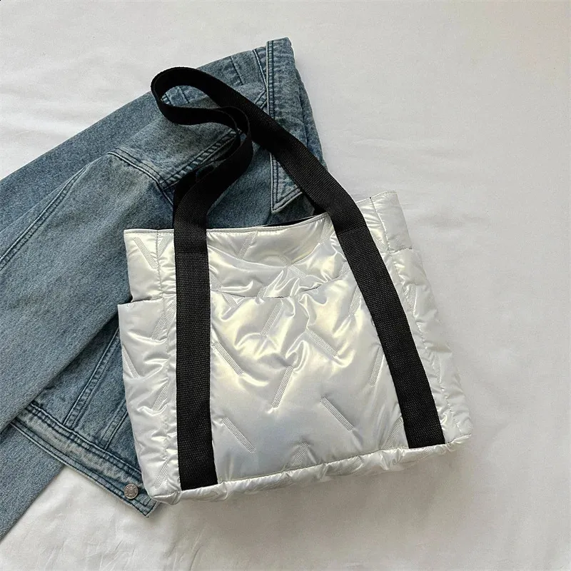 Winter Daunen Baumwolle Casual Tragetaschen Frauen Einfarbig Mode Umhängetasche Damen Handtaschen Für Pendler Geschenk 240902_voghion.com