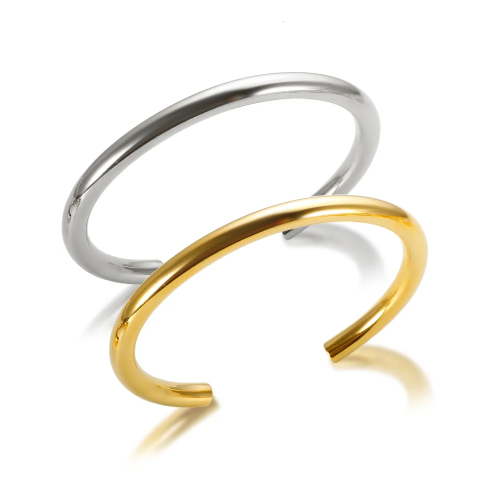 Braccialetto a tubo spesso per donna Bracciale a polsino in acciaio inossidabile Hiphop Cavo placcato oro Moda all'ingrosso Gioielli Pulseras_voghion.com