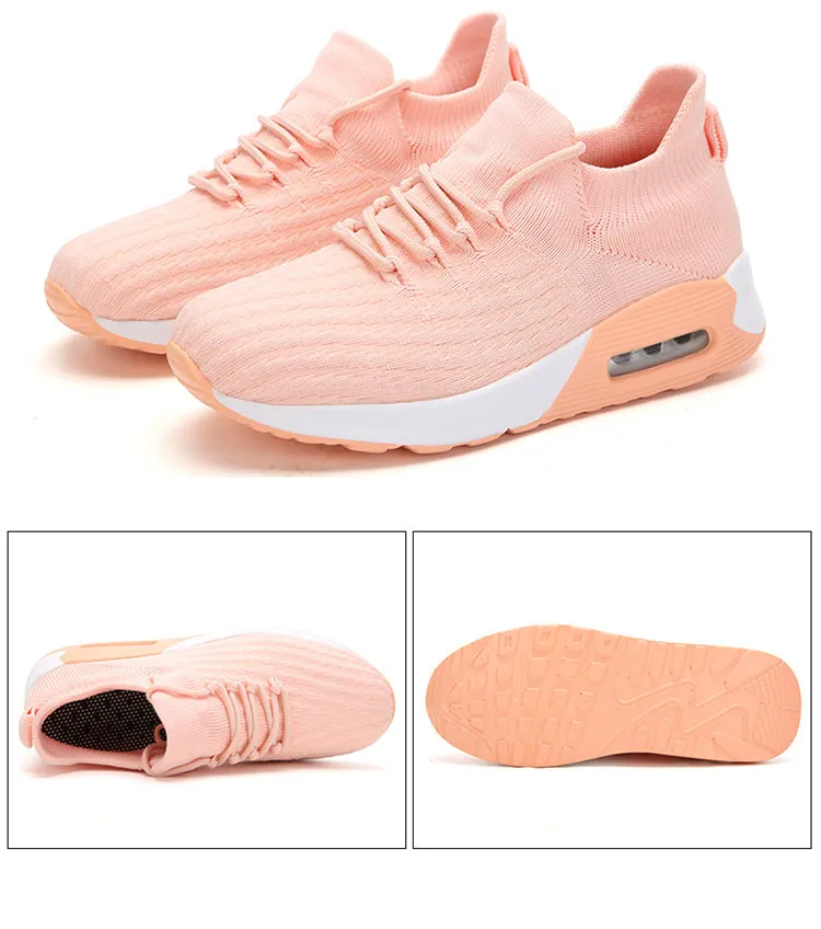 Tenisky Dívčí Ploché Běžecké Žena Venkovní Prodyšný Úplet Svršek Soc Lehké Atletické robustní boty Šněrovací platforma_voghion.com