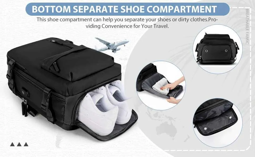 Reiserucksack für Damen und Herren, Handgepäck mit USB-Aufladung, TSA-Laptop-Rucksack, 15,6 Zoll, Business, Wandern, lässiger Tagesrucksack C241031_voghion.com