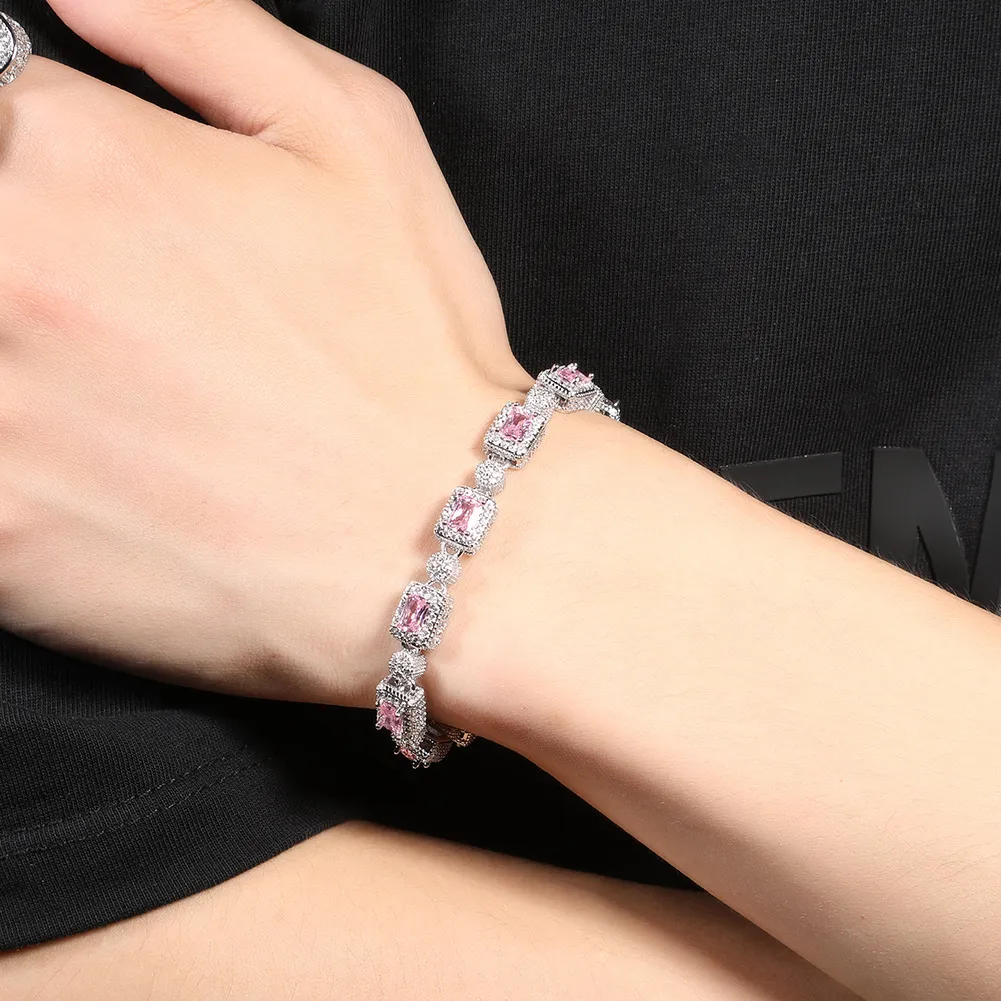 Hip Hop Koper Ingelegd Roze Zirkoon Tennis Armband Mannen Vrouwen Dia Gemengd 7inch 8inch Kristal Armbanden Sieraden Accessoires_voghion.com