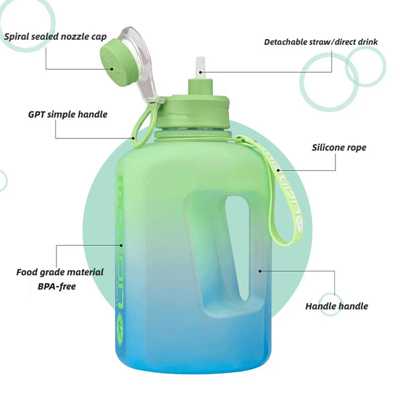 Bottiglia d'acqua sportiva da 2460 ml con cannuccia, grande capacità, fitness con bilancia, bollitore con gradiente, bottiglia d'acqua portatile in plastica per esterni_voghion.com