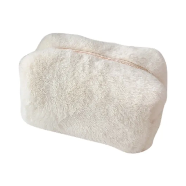 Plush Makeup Bags Large Capacity Soft Make Up Brushes Storage Solid Color Cosmetics Handbag Case Portable For Travel_voghion.com
