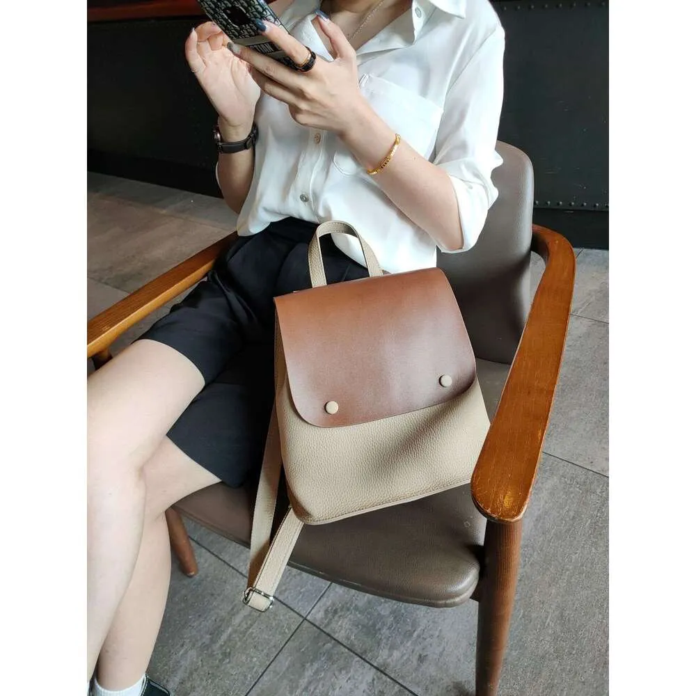 Sac à dos en cuir de vache pour femme, sac à bandoulière de style coréen avec bouton de couleur, sac de loisirs pour collège de haute qualité_voghion.com