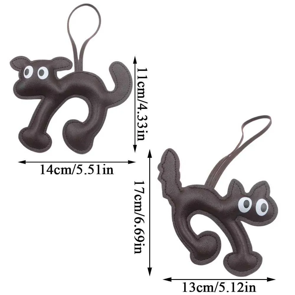 Lindo colgante de bolsillo para coche, clásico y de cuero con forma de gato, para teléfono móvil, llavero, accesorio Y241121_voghion.com