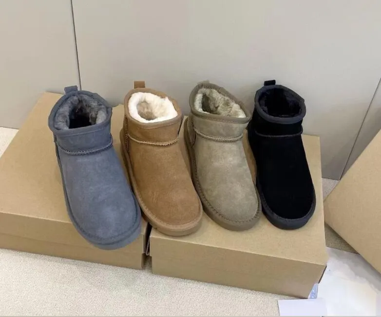 Damen Ultra Mini Shearling Bootie Jetzt weich bequem Schaffell warm halten Boot Hacke mit Karte Dutbag schön_voghion.com