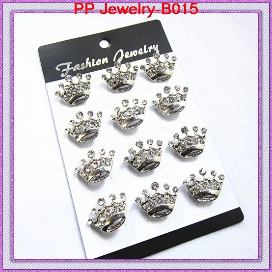 Καρφίτσα Sier Tone Clear Crystal Small Crown Pin B015 με πολύ χαριτωμένες καρφίτσες για κολάρο γυναικών από κράμα, κοσμήματα γάμου και νύφης_voghion.com