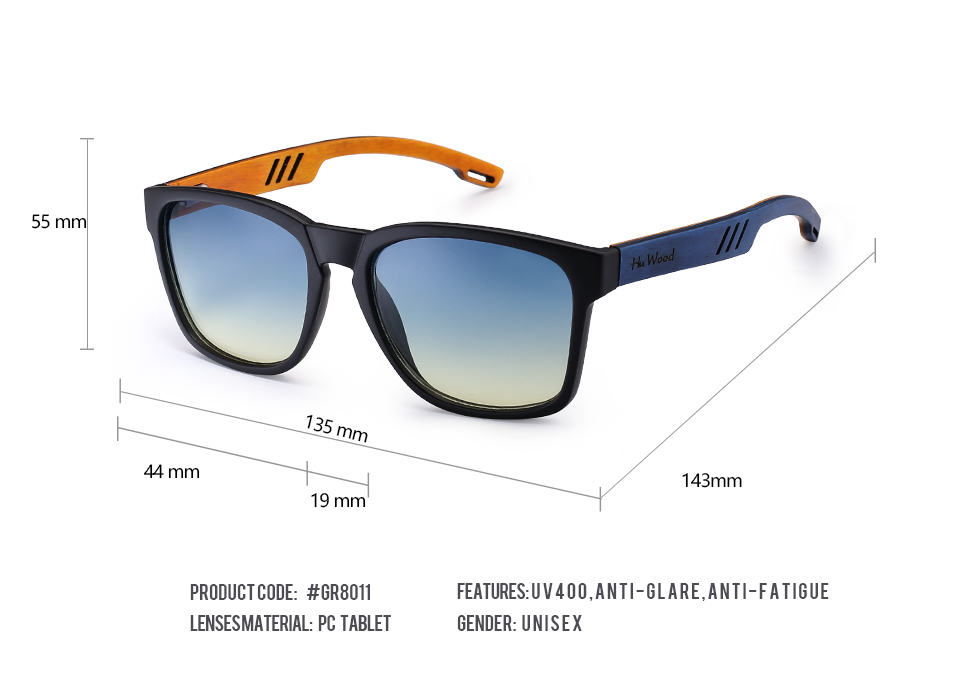 HU WOOD Brand Design Sunglasses for Men Handmade Zebra Wood Sun Glasses Polarized Lenses Driving Protection UV400 GR8011_voghion.com