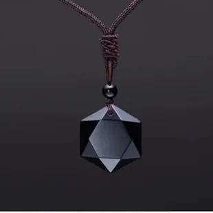 Ripats Kaelakeed Obsidiaan Energy Stone Kuue otsaga tähe kaelakee Meeste ja Naiste kampsun kett Ehted_voghion.com