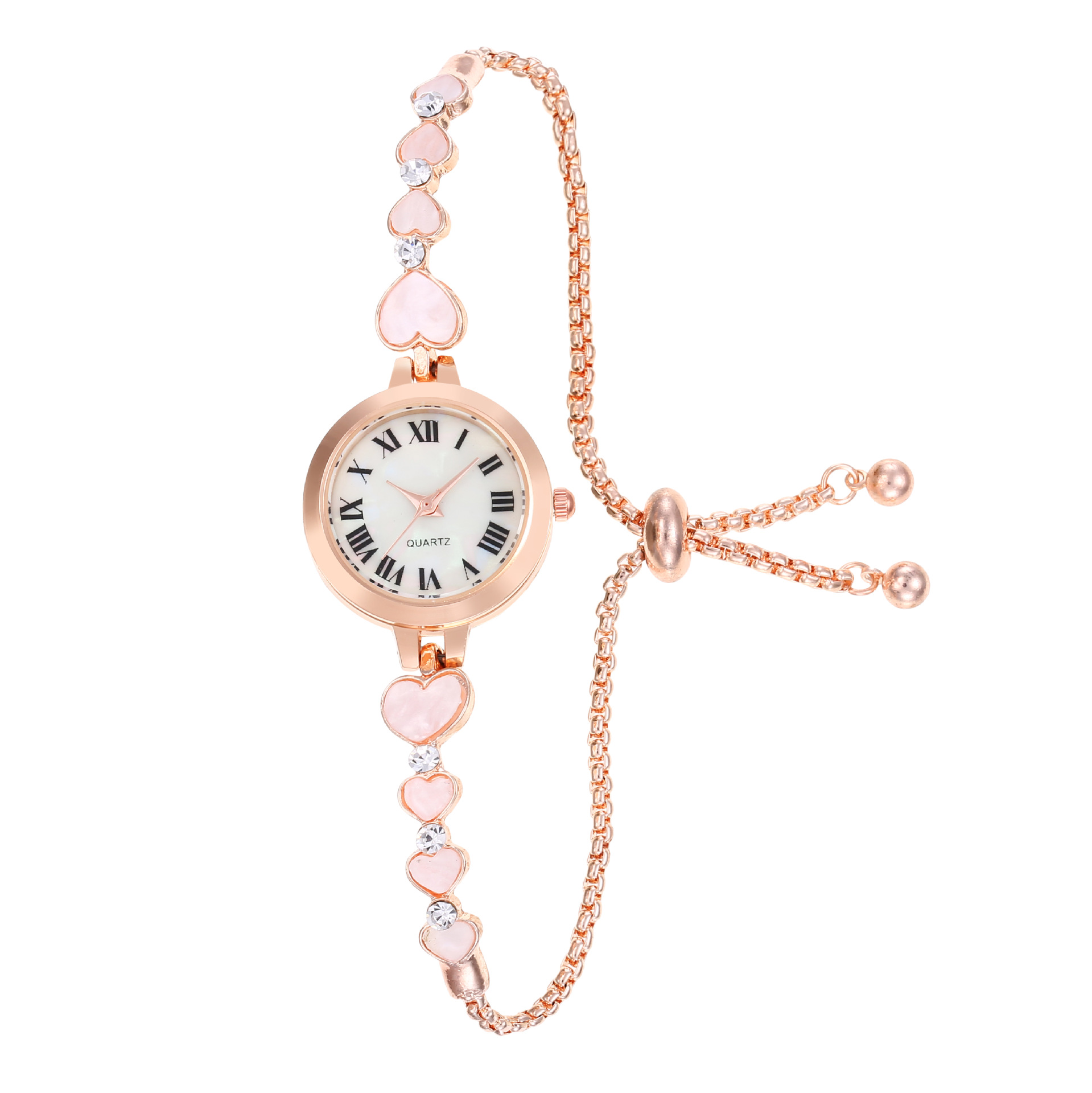 Women's Fine Band Heart Heart Bracelet Watch Water Diamond Shell Bracelet Watch Adjustable_voghion.com