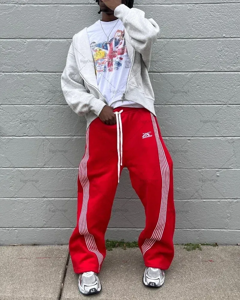 Pantalons pour hommes Haruku Six rayés Street Retro Sports Y2K hommes et femmes été décontracté jogging tendance marque Joggers_voghion.com