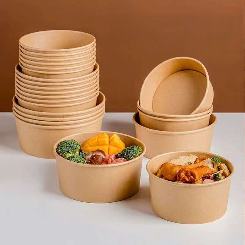 Cutie de hârtie Kraft îngroșată de unică folosință, cutie circulară pentru picnic și camping, fructe, mâncare ușoară, bol pentru salată, cutie de prânz_voghion.com