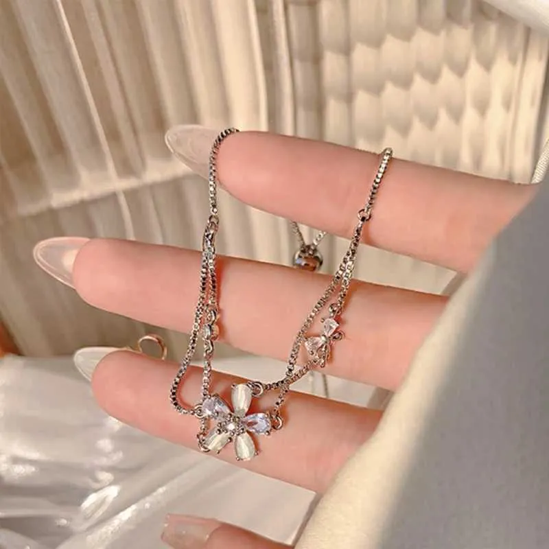 Bracciale con charms in zirconia cubica da donna doppio strato_voghion.com