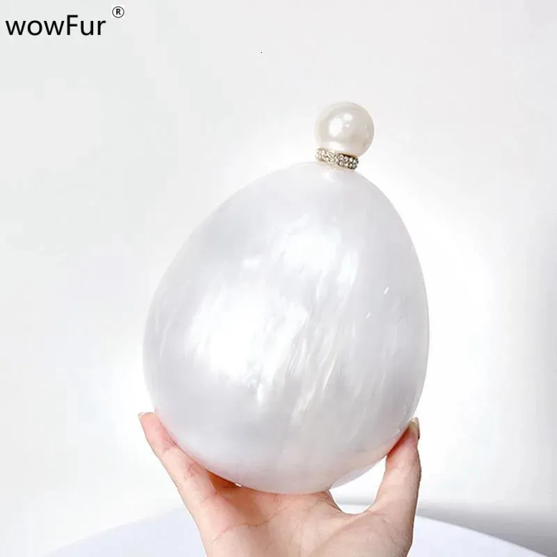 Pearl White Marble Oval Acrylic Box Clutches Purse Evening Bags Wedding Rhie Handbags Bridal PVC Female Mini Purses Bag_voghion.com