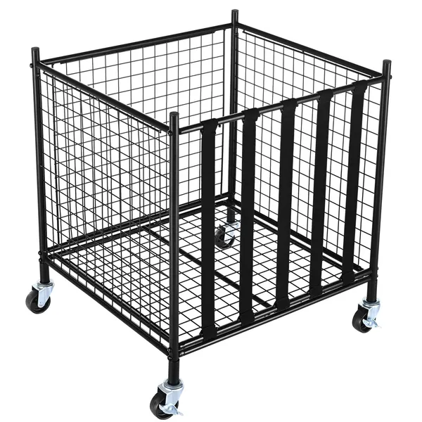 VEVOR Rolling Sports Ball Storage Cart, Lockable Basketball Cage With Elastic Straps, Sport Equipment Holder Organizer For Indoor Outdoor, Steel Sto_voghion.com