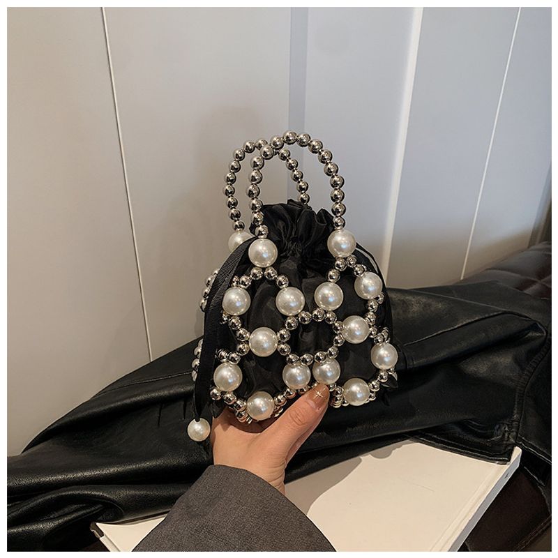 For Women Pearl Handbag Beaded Crossbody Fashion Light Mobile Phone Bucket Shoulder Bag_voghion.com