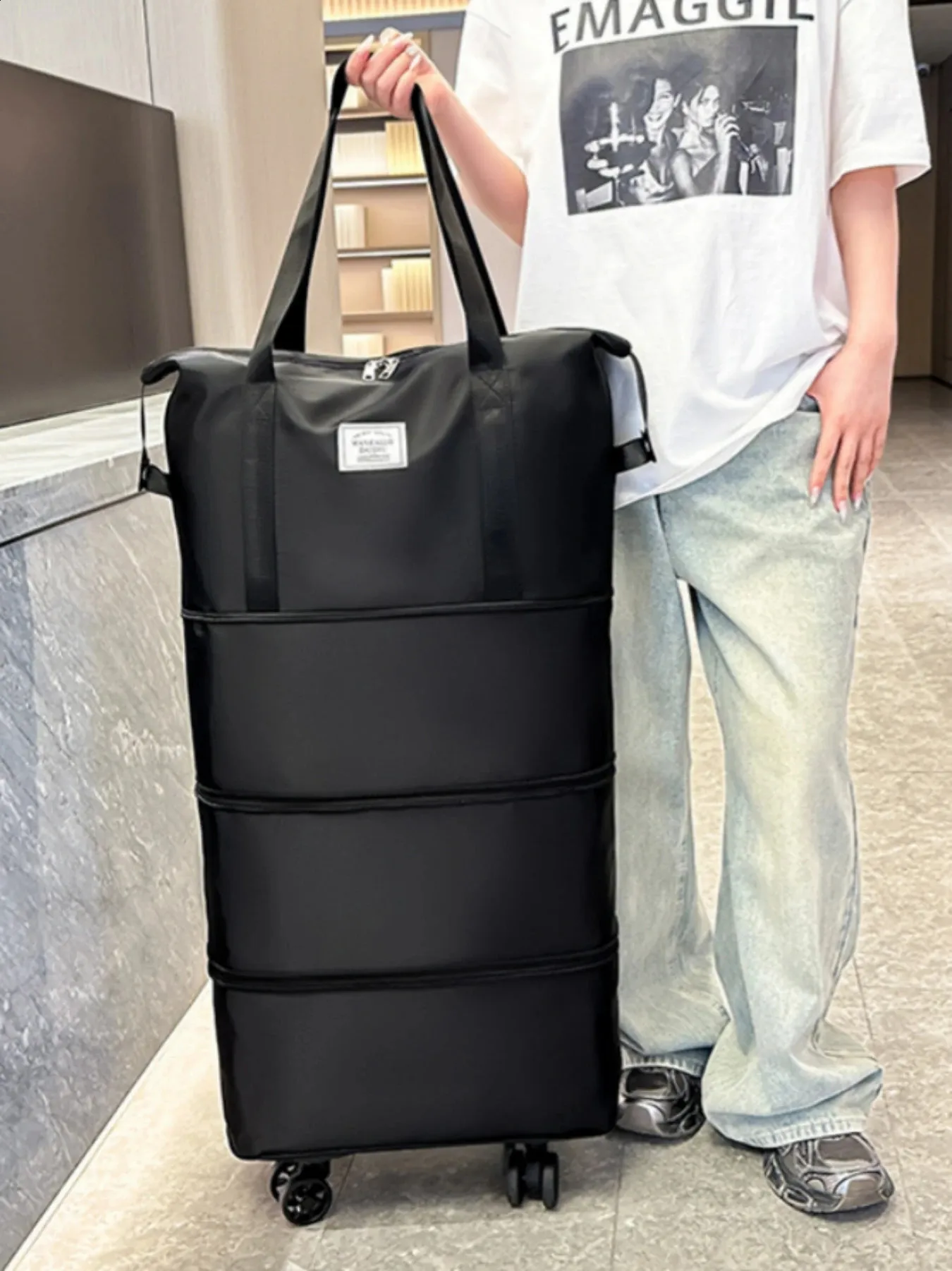 1 STK Große Kapazität Leichte Damenrolle mit Rädern Drei erweiterbare Reiseorganizer Tragbare Reisetasche 240830_voghion.com