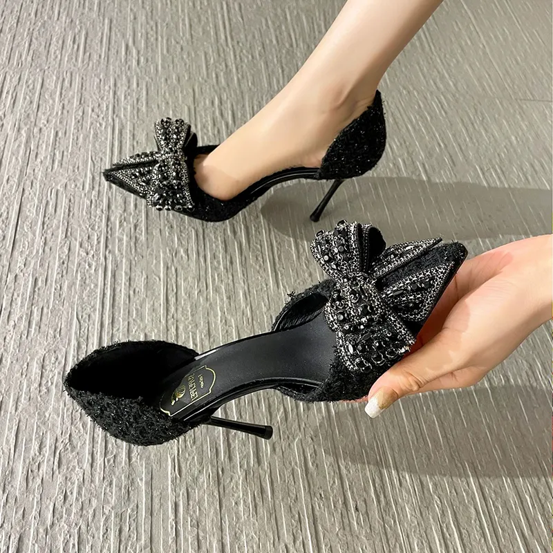 Parel Kristal Strik Wit Bruiloft Vrouwen 2024 Lente Merk Designer Hoge Hakken Pumps Vrouw Dunne Hak Feestschoenen_voghion.com