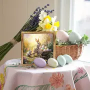 Rustikales Holzschild „Hase und Schubkarre“ (20,3 x 20,3 cm) – Bauernhaus-Wandkunst für Eingangsbereich, Küche und Wohnzimmer | Osterdeko und Geschenk_voghion.com