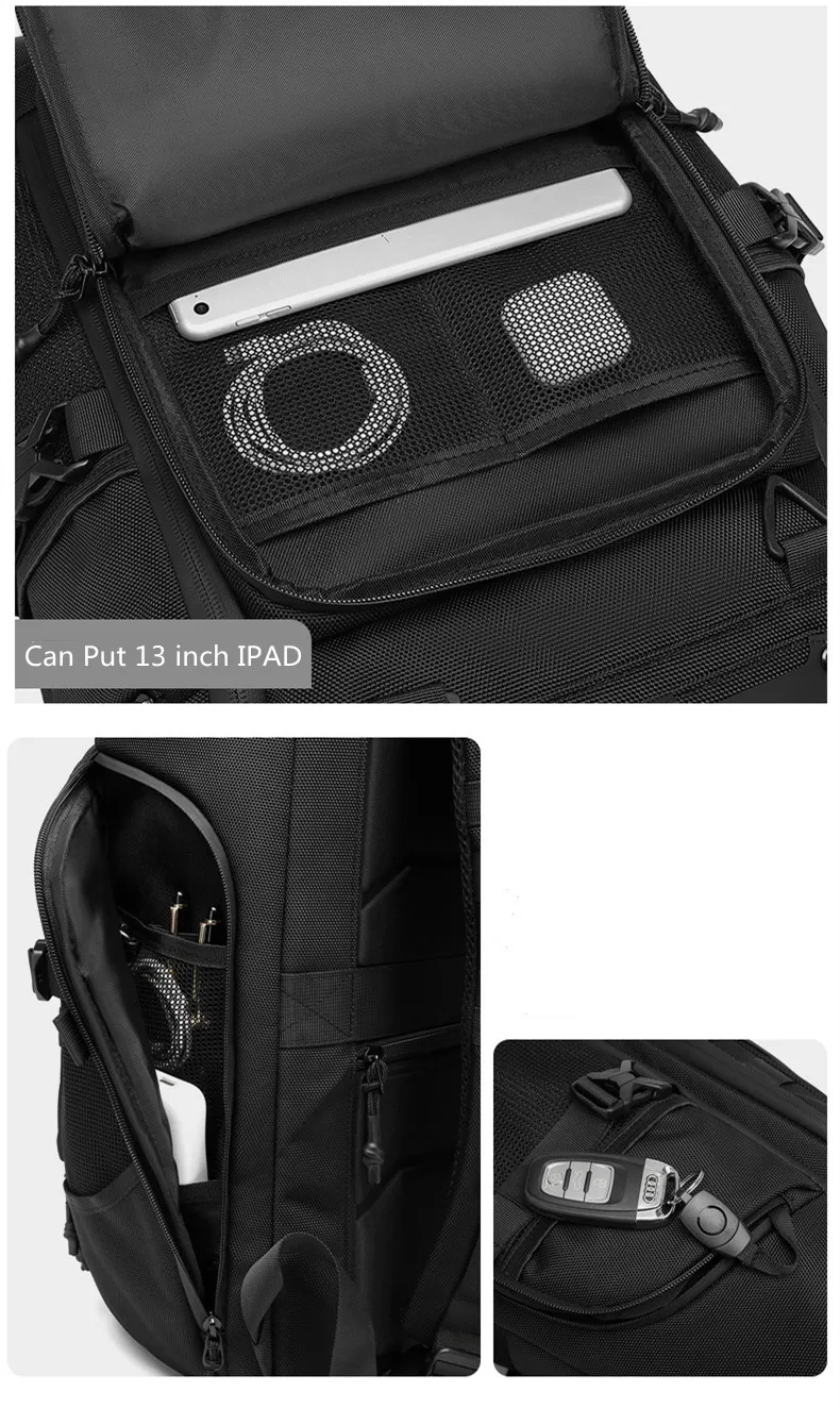 OZUKO 17,3 Zoll Laptop 35L Reise Nylon Tasche Outdoor Wasserdicht Multifunktions Große Kapazität Wandern Rucksack_voghion.com