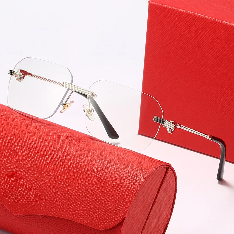 Classic cartr woman sunglasses frames Rimless myopia glasses frame gradient lens deep tea shades essential business_voghion.com