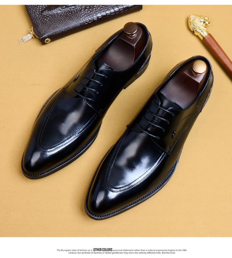 Scarpe Derby da uomo in pelle nera con lacci a punta, eleganti, da sposo, da cerimonia, da uomo, all'ingrosso_voghion.com