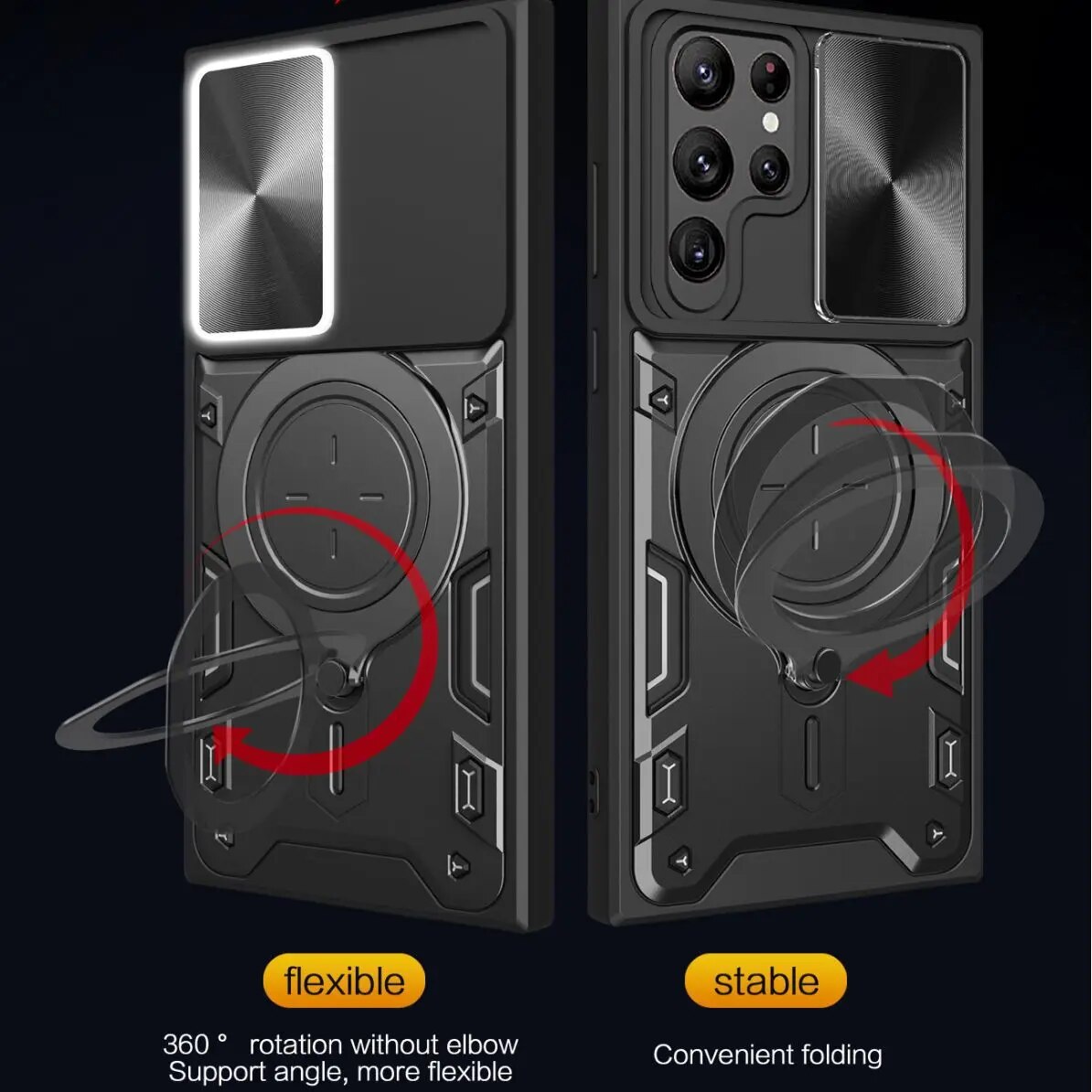 Camera Slide Protect Case For Samsung Galaxy S24 S23 Plus S22 S21 S20 FE Note 20 Ultra Magnetic Ring Holder Phone Cover_voghion.com
