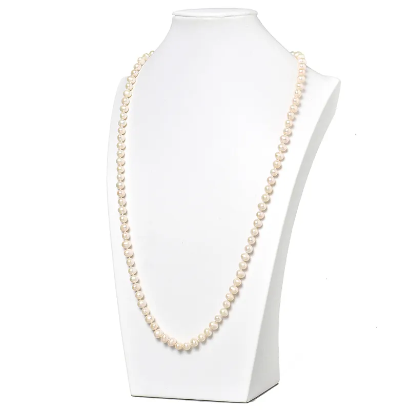 Chaînes Perles Naturelles Perles 7-8mm Taille Pour Bricolage Orange Charm Long Collier Bijoux 34 pouces Généreux Dames Femmes Cadeaux_voghion.com