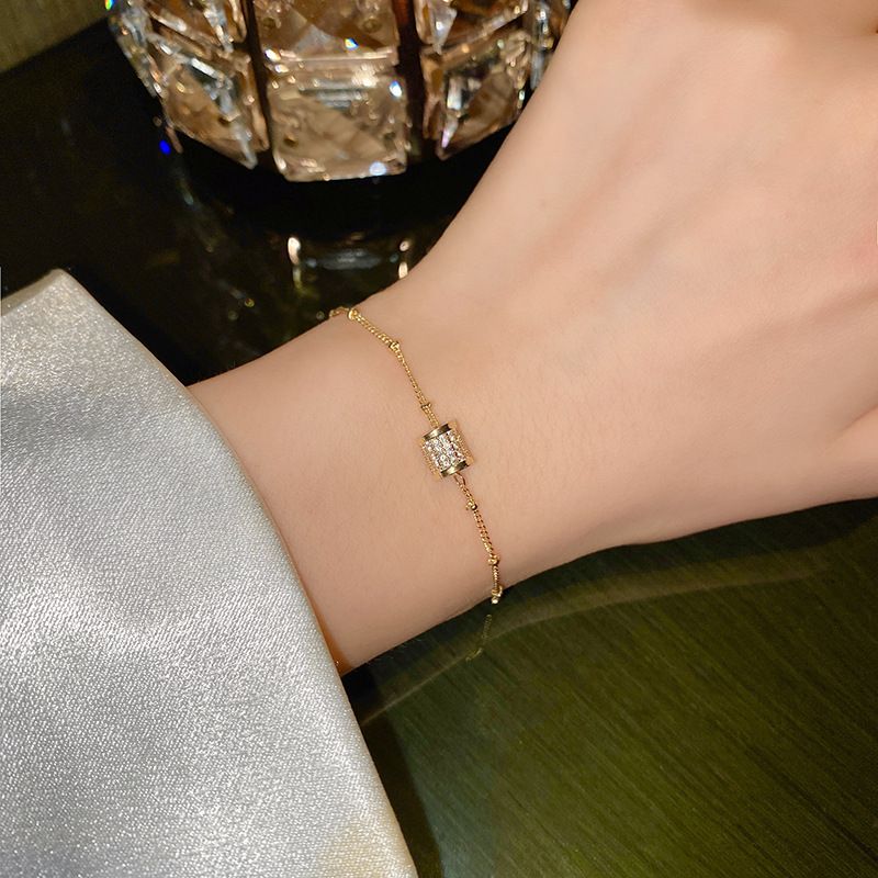 Elegant Simple Classic Style Geometric Titanium Steel Inlay Zircon Bracelets 1 Piece_voghion.com