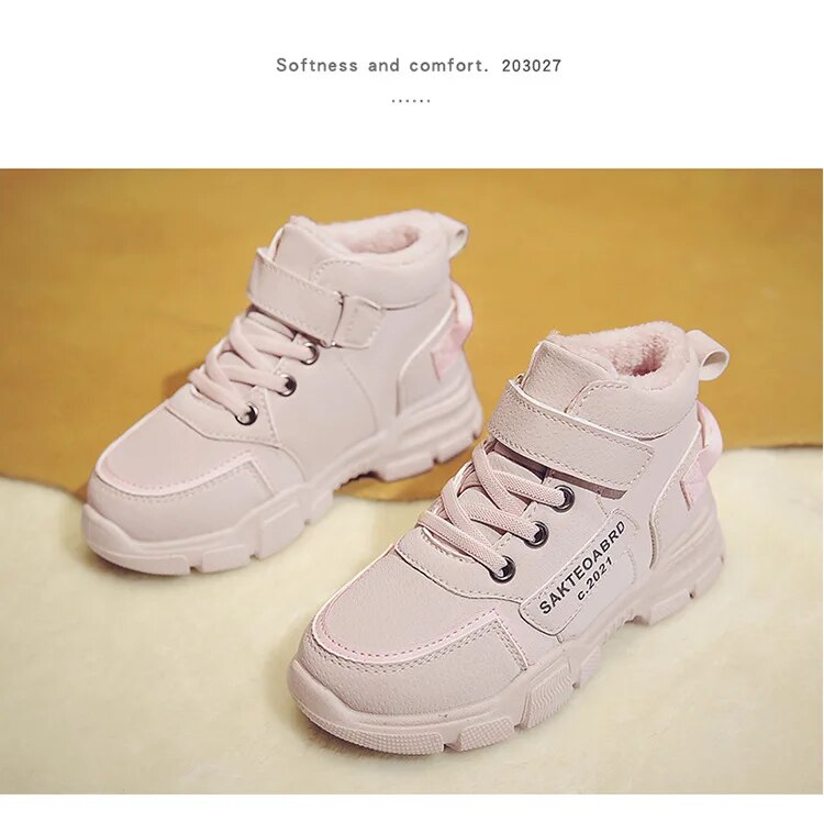 Winter Children's Boys Plus Cashmere Thicken Warm Snow Girls Non-slip Outdoor Martin Boots Student Shoes Hiking Shoe_voghion.com