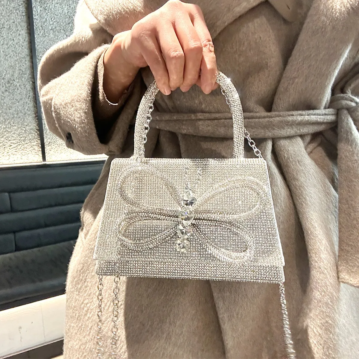 jiomay Golden Rhineste Tote Designer Handtaschen Elegante Geldbörsen für Frauen Shiny Menger Y2K Fi Umhängetasche s1OR #_voghion.com