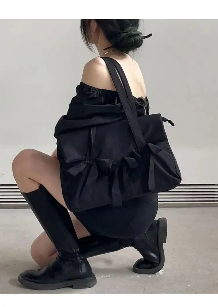 Richme Fashion Laptop Damen Solide Nylon Tägliche Schultertaschen Individualität Schleife Bolso Mujer Shopper 240823_voghion.com