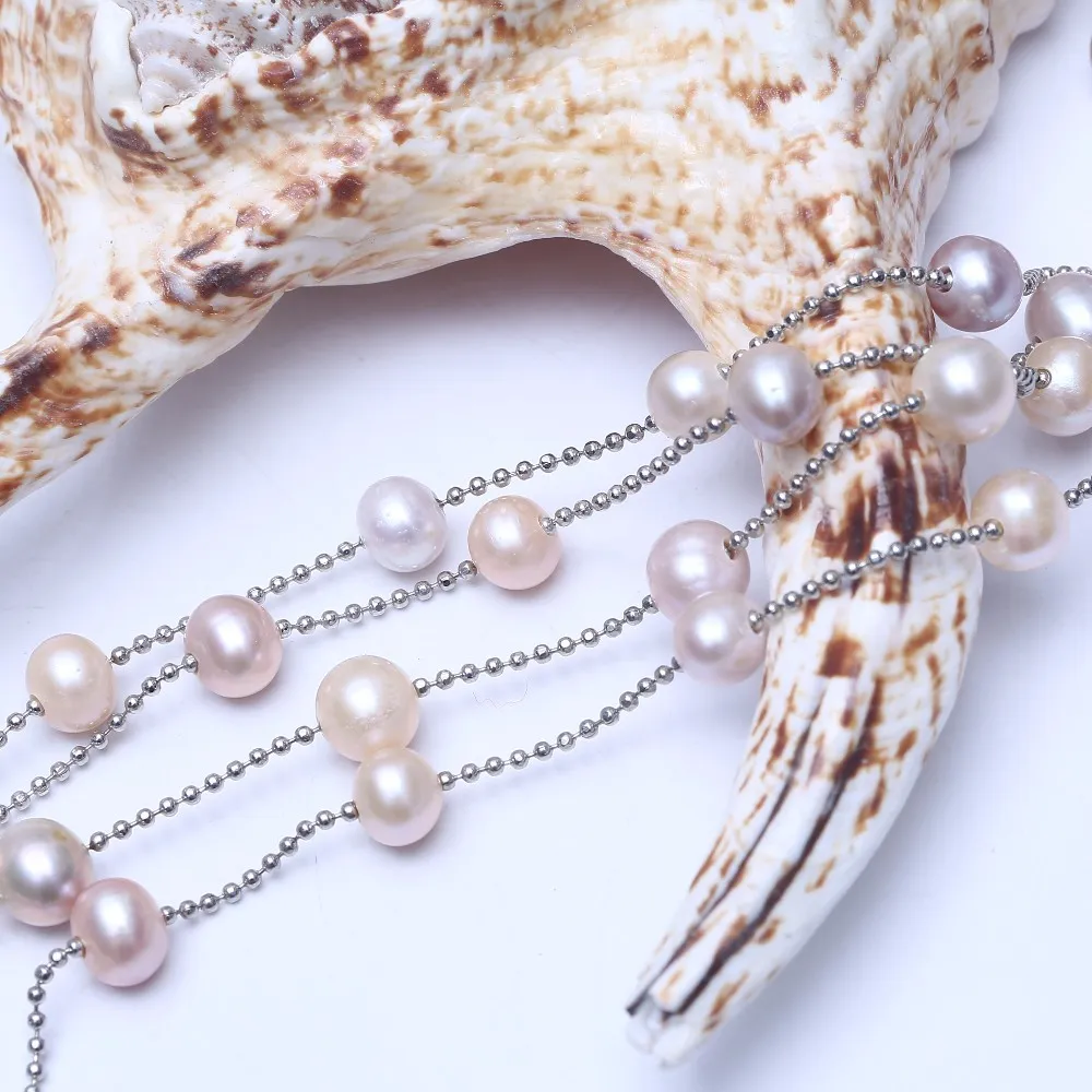 Ketten Boho Kartoffel Echt Perl Perl a Glied Bijouen Dammen Laang Halskette Kette Fir Party_voghion.com