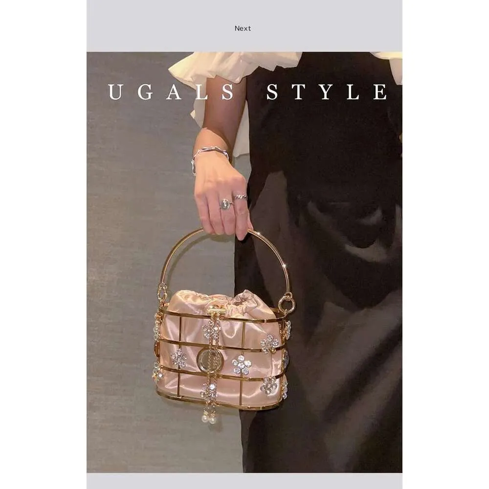 Modische Damen-Handtasche mit ausgehöhltem Metallkäfig, glitzernd, glänzend, für Abendveranstaltungen, Hochzeiten, Partys, Clutch, Umhängetasche_voghion.com