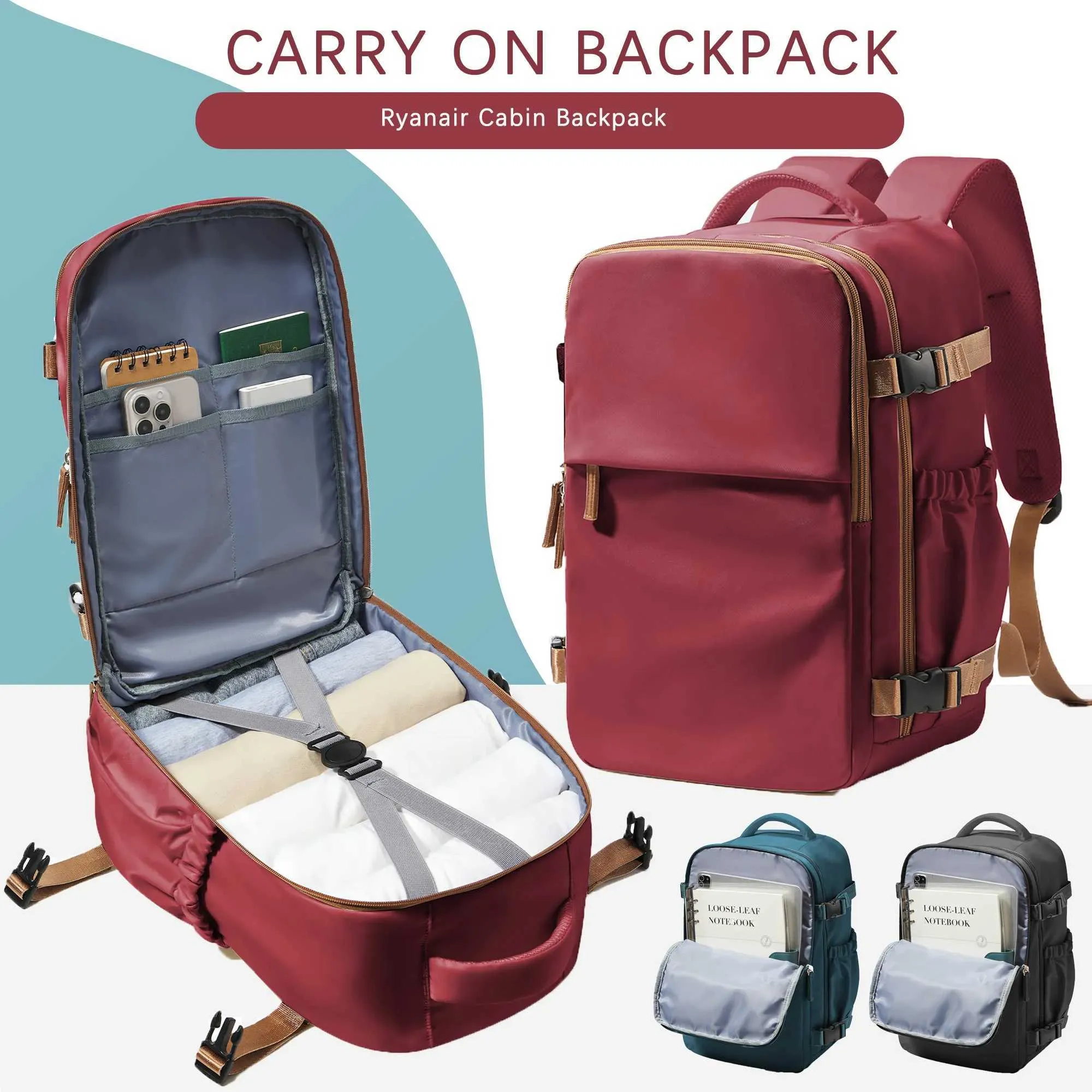 Reistas 40x30x20 Wizzair Handbagage Vliegtuig Mannen Vrouwen 15,6 inch Laptop Rugzak Waterdicht Casual_voghion.com