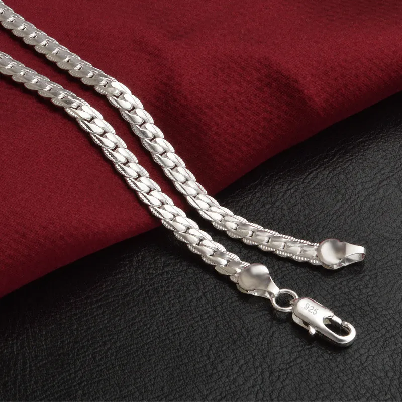 Sterling Silver Flat Chain Necklace For Men And Women Elegant_voghion.com