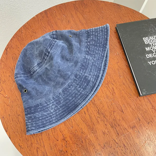 Fashion Washed Denim Women Fisherman's Unisex Bob Caps Hip Hop Gorros Men Panama Windproof Bucket Hat Outdoor_voghion.com