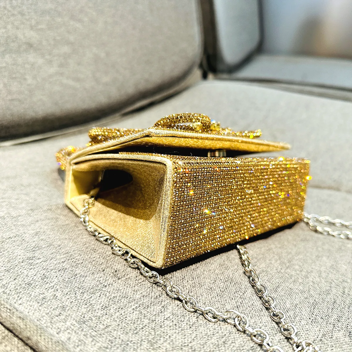 jiomay Golden Rhineste Tote Designer Handtaschen Elegante Geldbörsen für Frauen Shiny Menger Y2K Fi Umhängetasche s1OR #_voghion.com