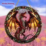 Lebendiger Drachen-Sonnenfänger – rundes Acrylbild, 20 cm. Mythisches Dekor für Garten oder Zuhause, perfekt als unvergessliches Geschenk für Fantasy-Liebhaber._voghion.com