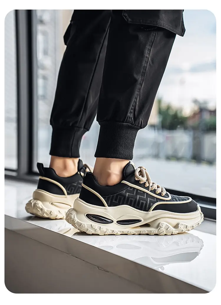 Chaussures de sport antidérapantes pour hommes, chaussures décontractées à plateforme rehaussante, chaussures tendance pour papa_voghion.com