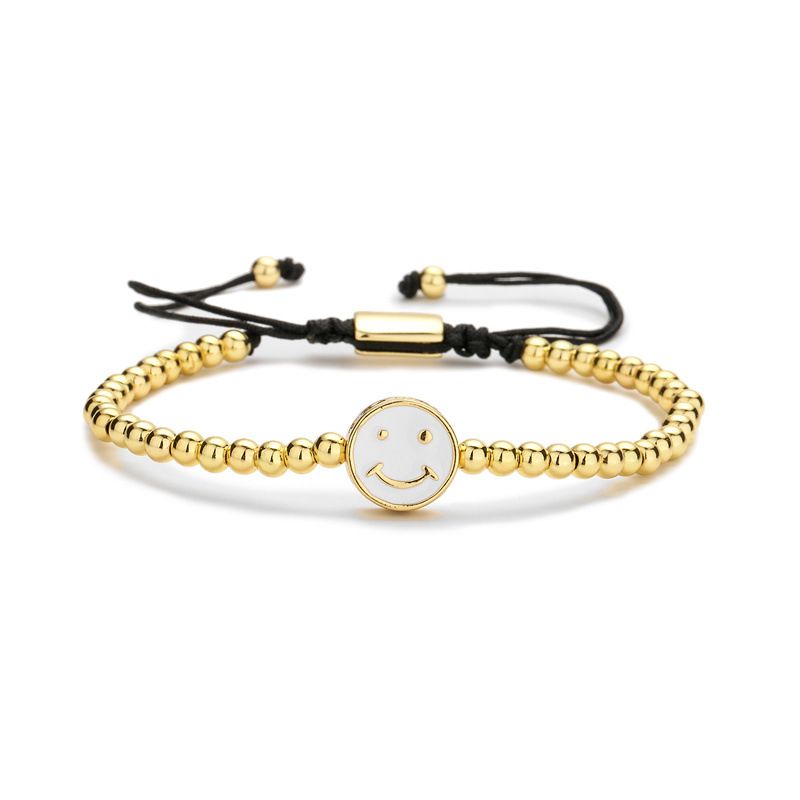 Kupfer einfache Stil Teufelsauge Krone Lächeln Gesicht Armbänder_voghion.com