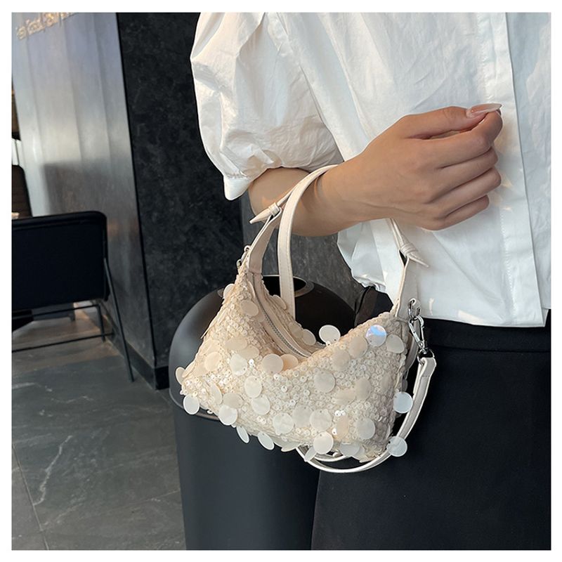Modische kleine quadratische Tasche Damen im neuen ausländischen Stil 2024 mit Pailletten, Knödeltasche, vielseitige_voghion.com