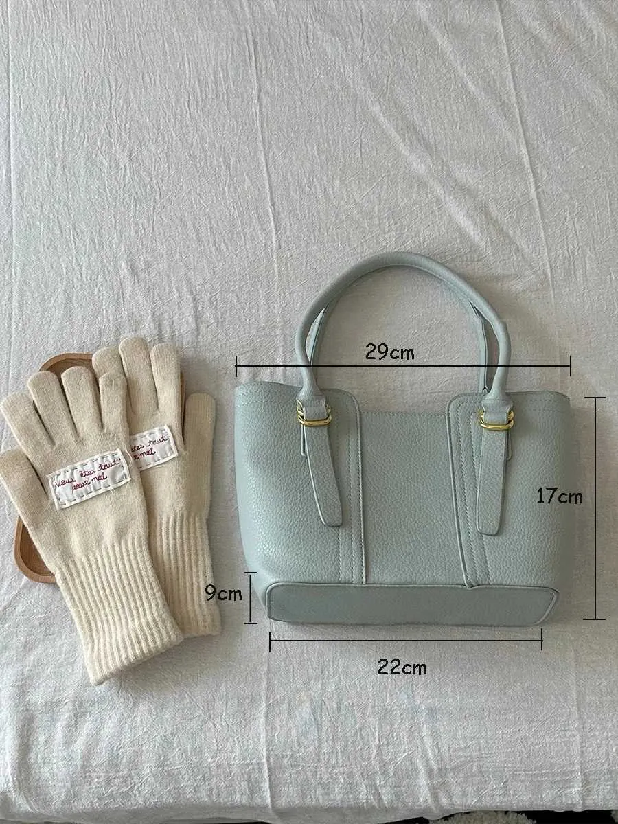 Teksturowane torebki damskie Solidne miękkie skórzane torby typu bucket Duża pojemność Damska torba crossbody do pracy Letnia mięta_voghion.com